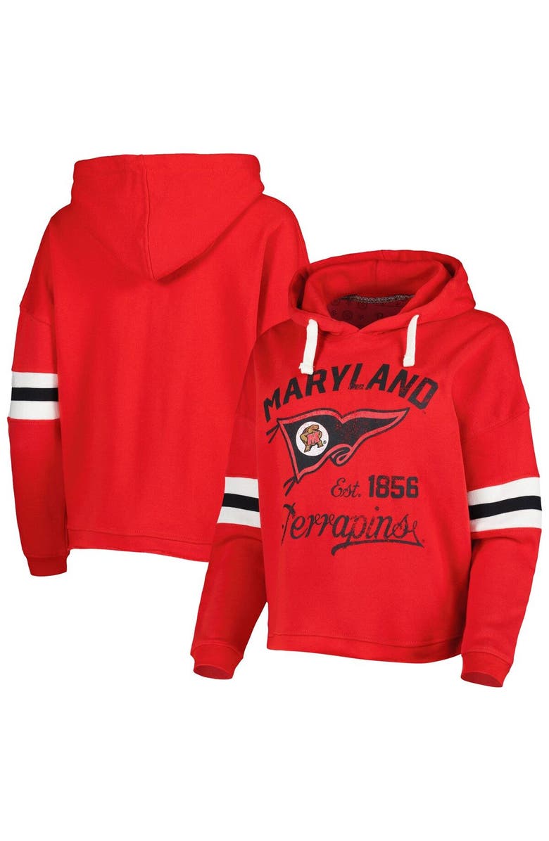 PRESSBOX Women's Pressbox Red Maryland Terrapins Super Pennant Pullover Hoodie, Main, color, 