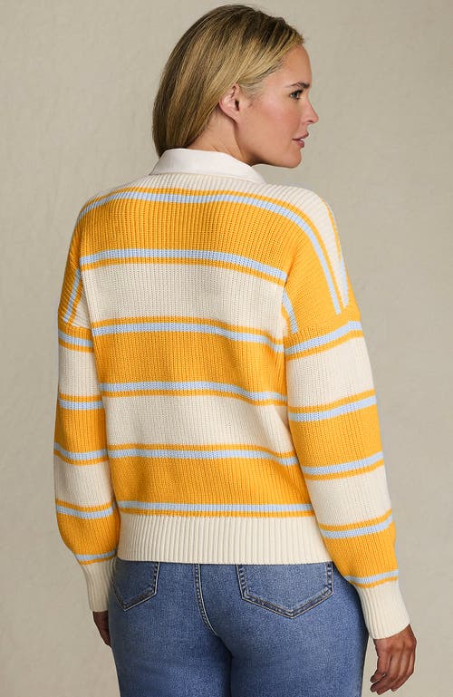 Lands' End Drifter Rugby With Woven Collar Sweater In Yellow