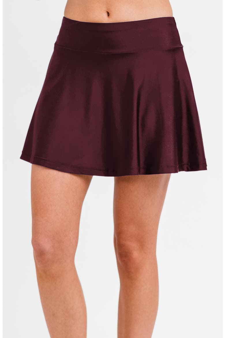 Flowy Swim Skirt With Shorts, Main, color, Wine