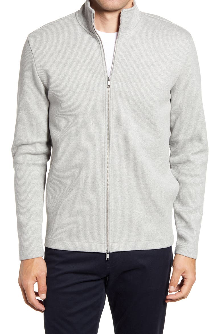 Hvar Zip Through Cotton Blend Sweater, Main, color, GREY MARL