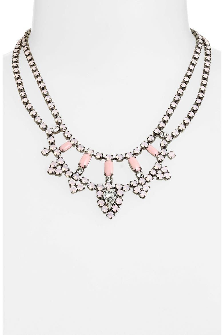 'Neopolitano' Crystal Necklace, Main, color, SILVER/ PINK