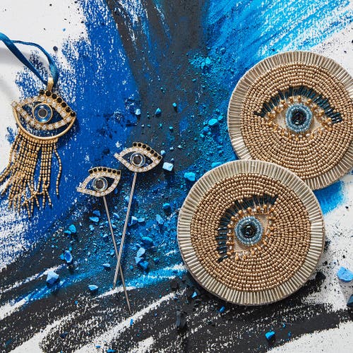 Joanna Buchanan Hand Beaded Coasters In Brown