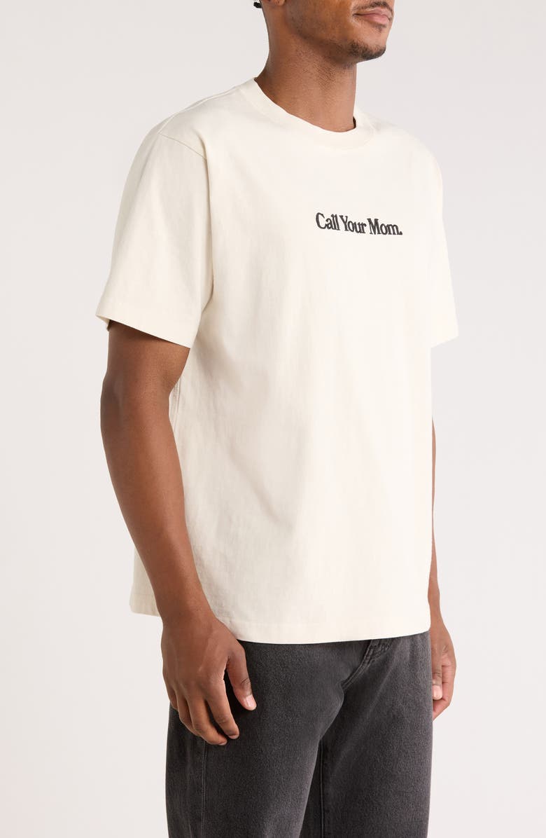 PacSun Call Your Mom Embroidered Cotton T-Shirt, Alternate, color, Cream