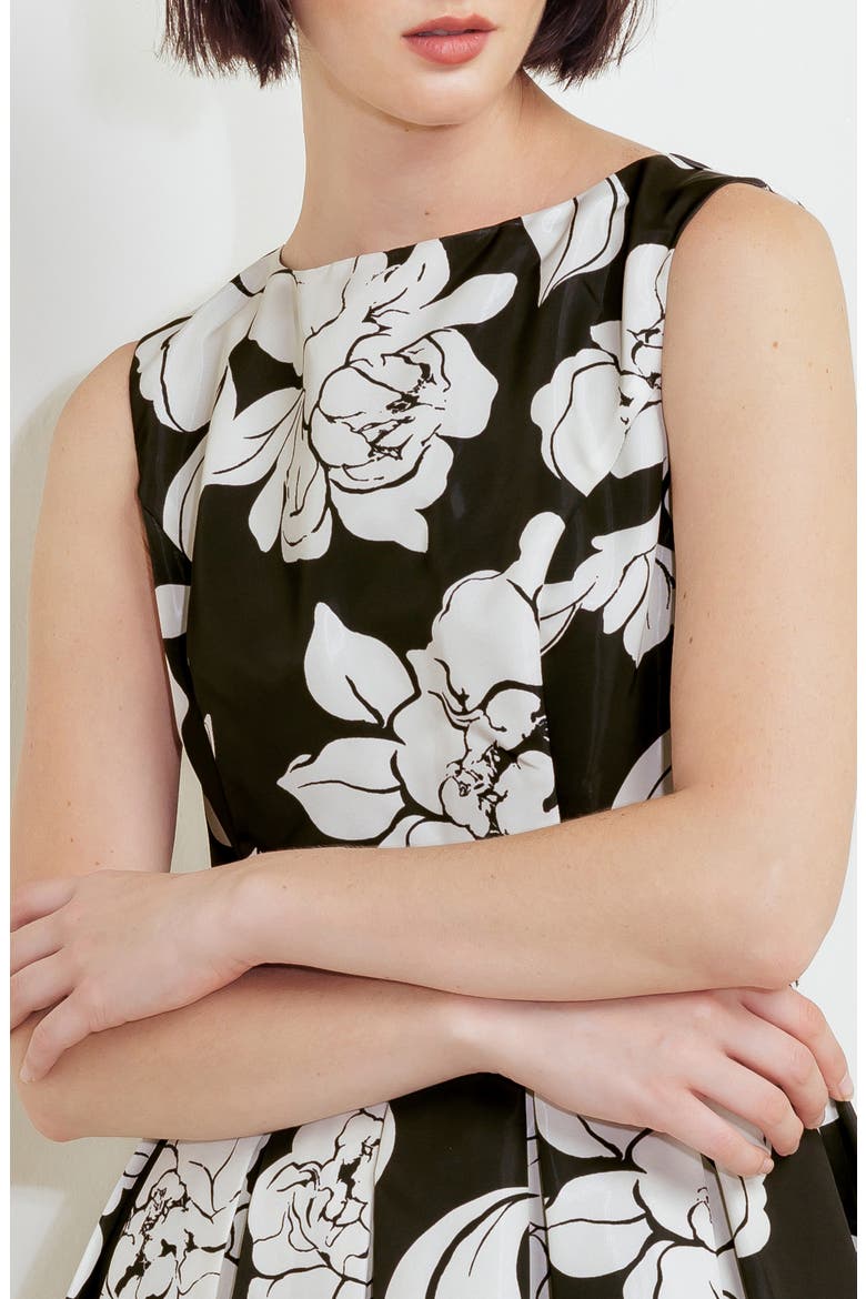 Print Belted Sleeveless Maxi Dress, Alternate, color, BLACK