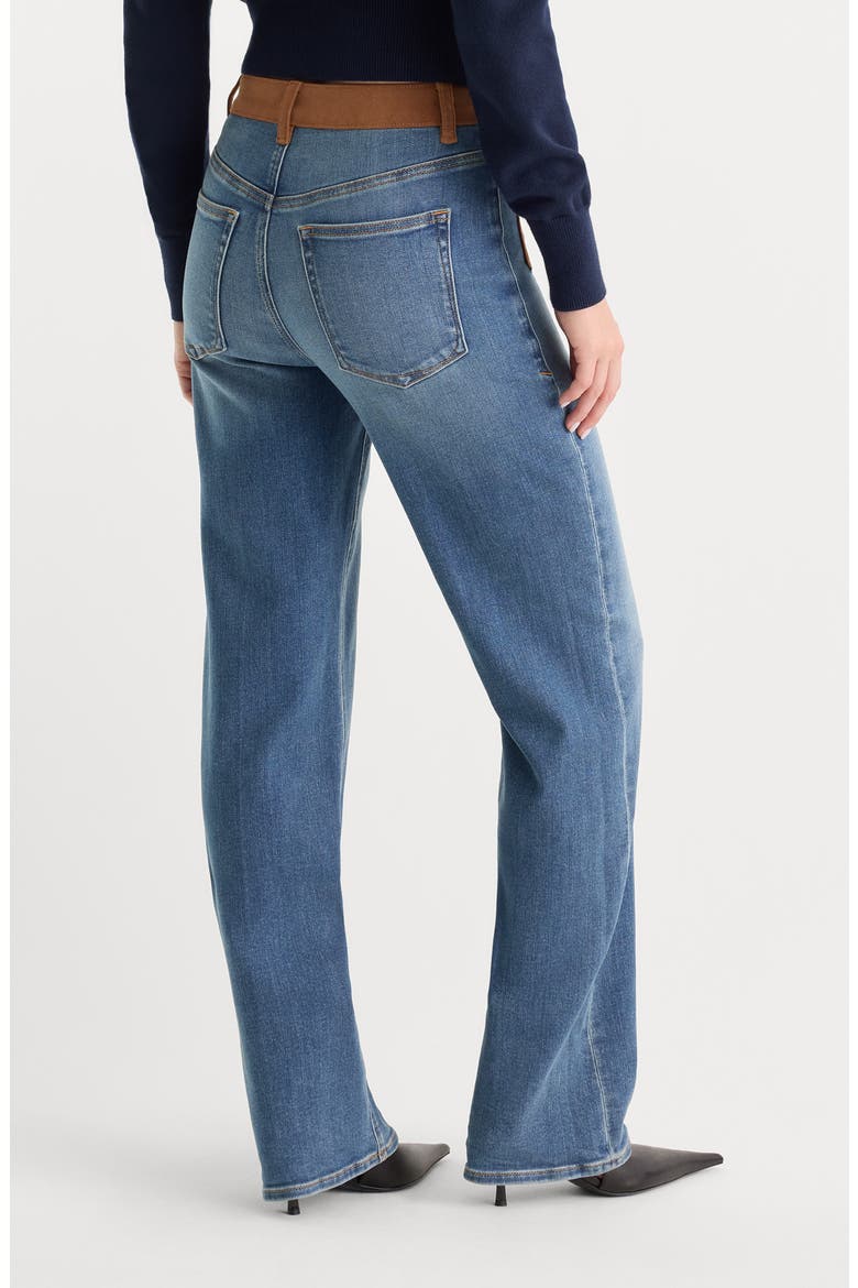 Good True Straight High Waist Straight Leg Jeans with Faux Suede Detail, Alternate, color, CREST