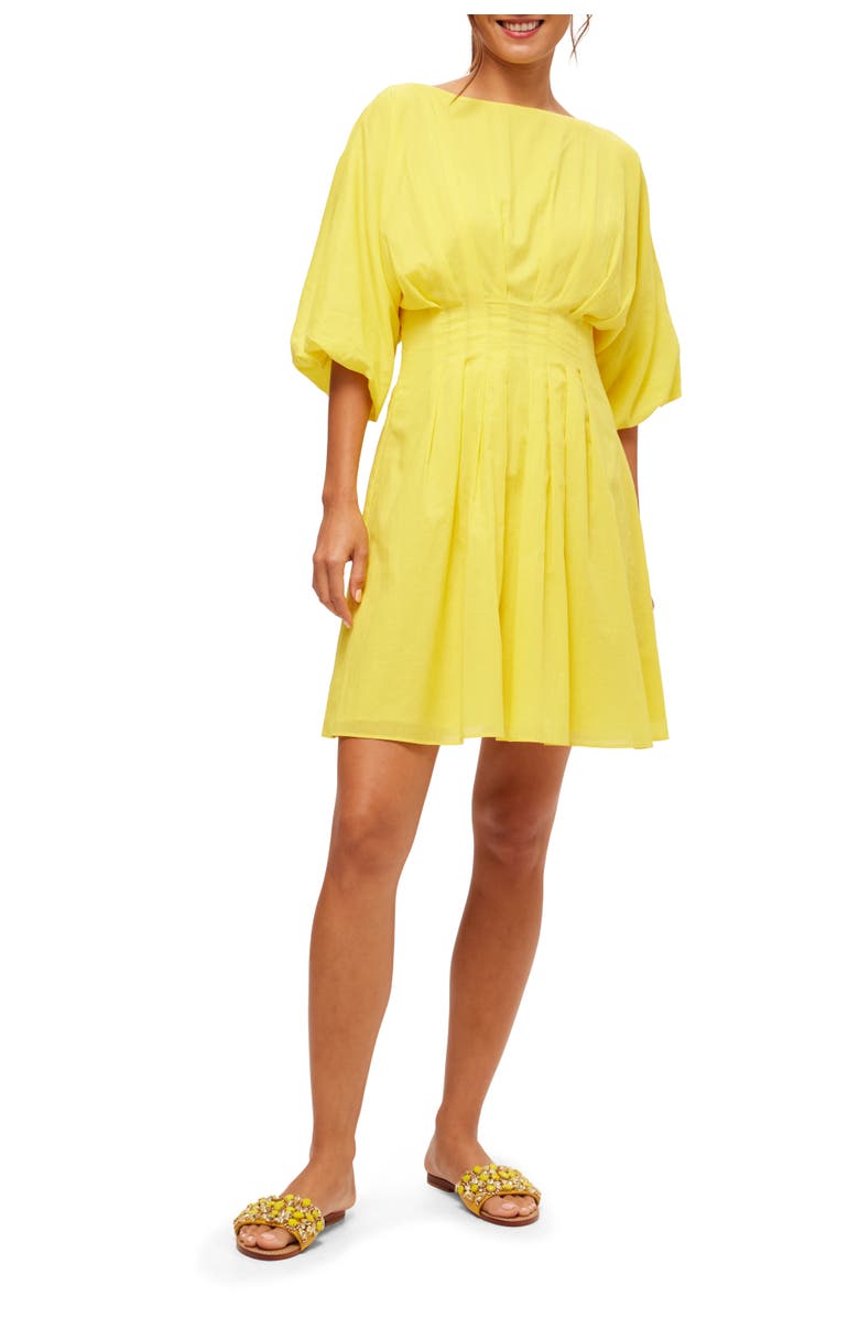 Trina Turk Gian 2 Pleated A line Dress, Main, color, Desert Sun