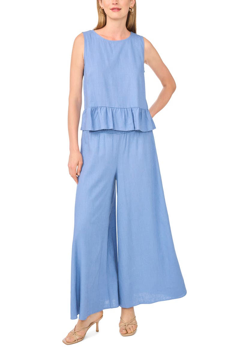 Sleeveless Peplum Top, Alternate, color, CADET BLUE