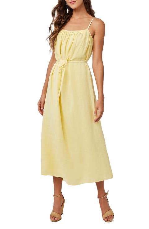 Shirred Bodice Linen Dress