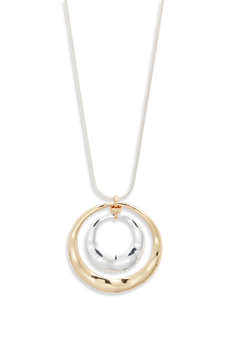 Concentric Circle Pendant Necklace, Main, color, GOLD- SILVER