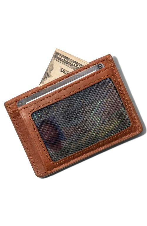 Will Leather Goods Front Pocket Leather Card Case In Brown