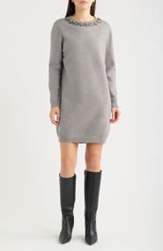 Julia Jordan Rhinestone Trim Sweater Dress