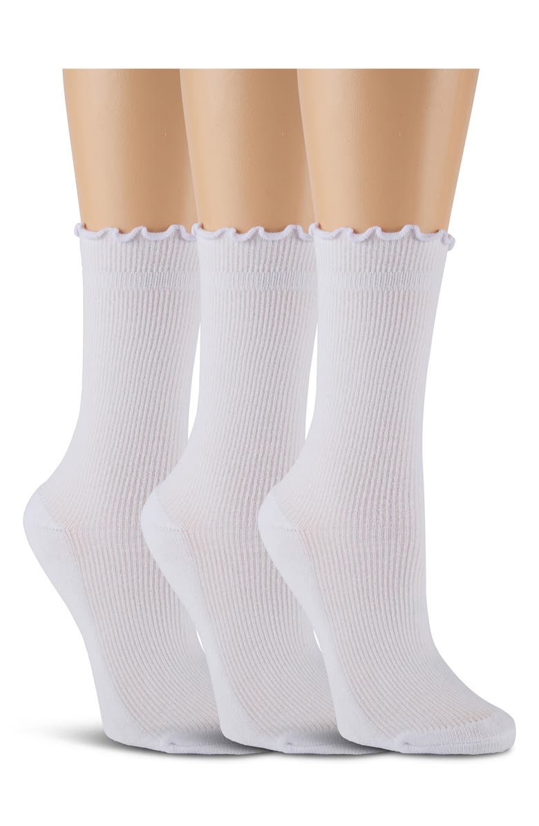 Laundry by Shelli Segal 3-Pack Lettuce Edge Cushion Crew Socks, Alternate, color, 