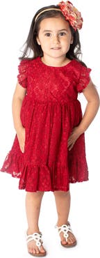 Popatu Ruffle Lace Overlay Babydoll Dress