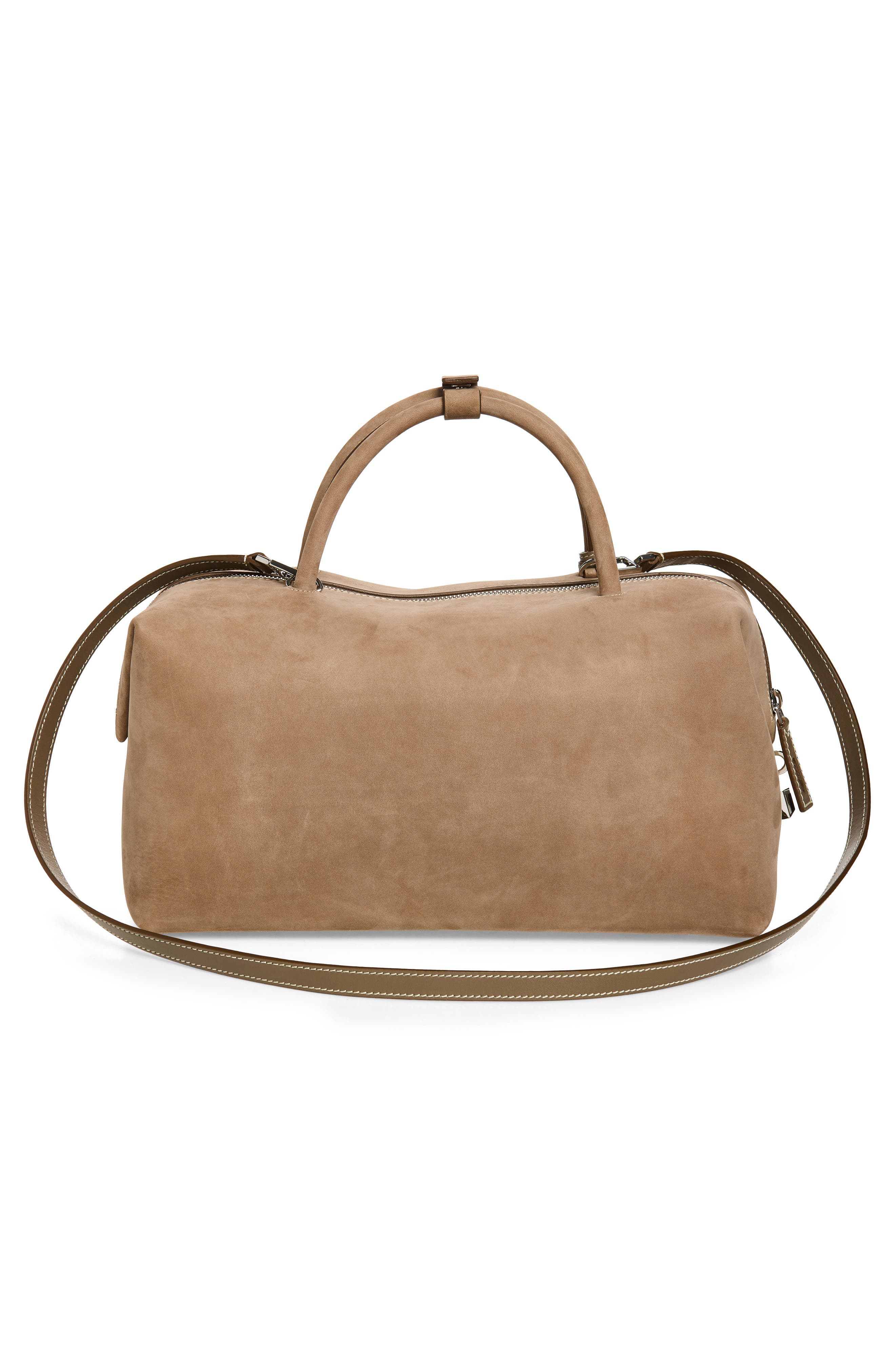 Max Mara Bowler Suede Satchel, Alternate, color, Turtledove