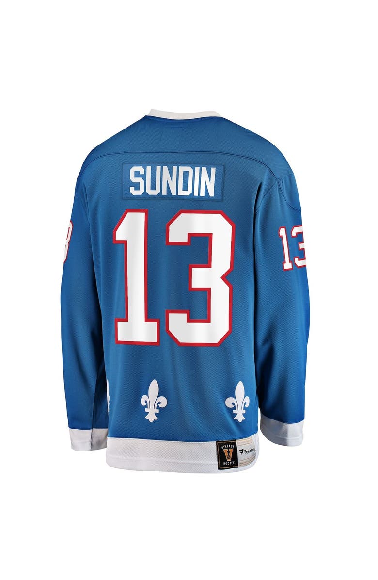 FANATICS Men's Fanatics Branded Mats Sundin Blue Quebec Nordiques Premier Breakaway Retired Player Jersey, Alternate, color, 