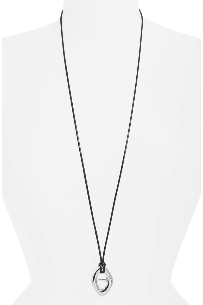 Convex Slider Cord Pendant Necklace, Alternate, color, BLACK- SILVER