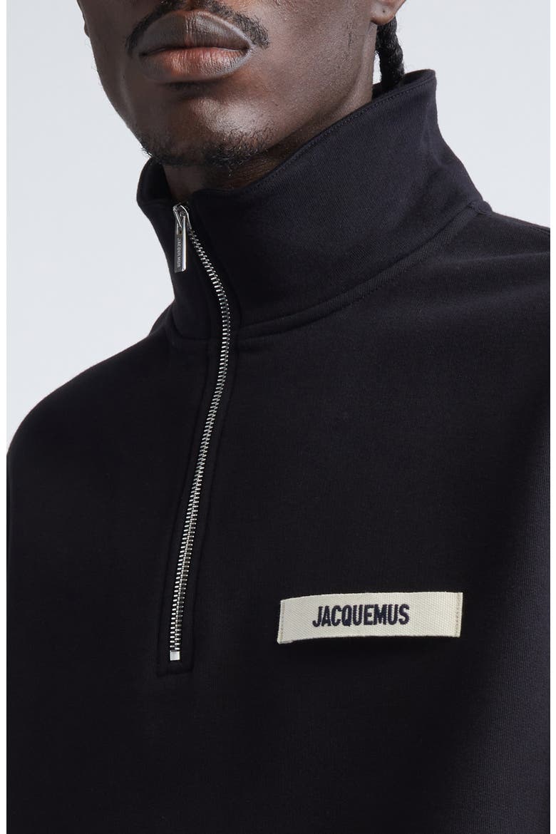 Le Camionneur Gros Grain Half Zip Fleece Sweatshirt, Alternate, color, BLACK