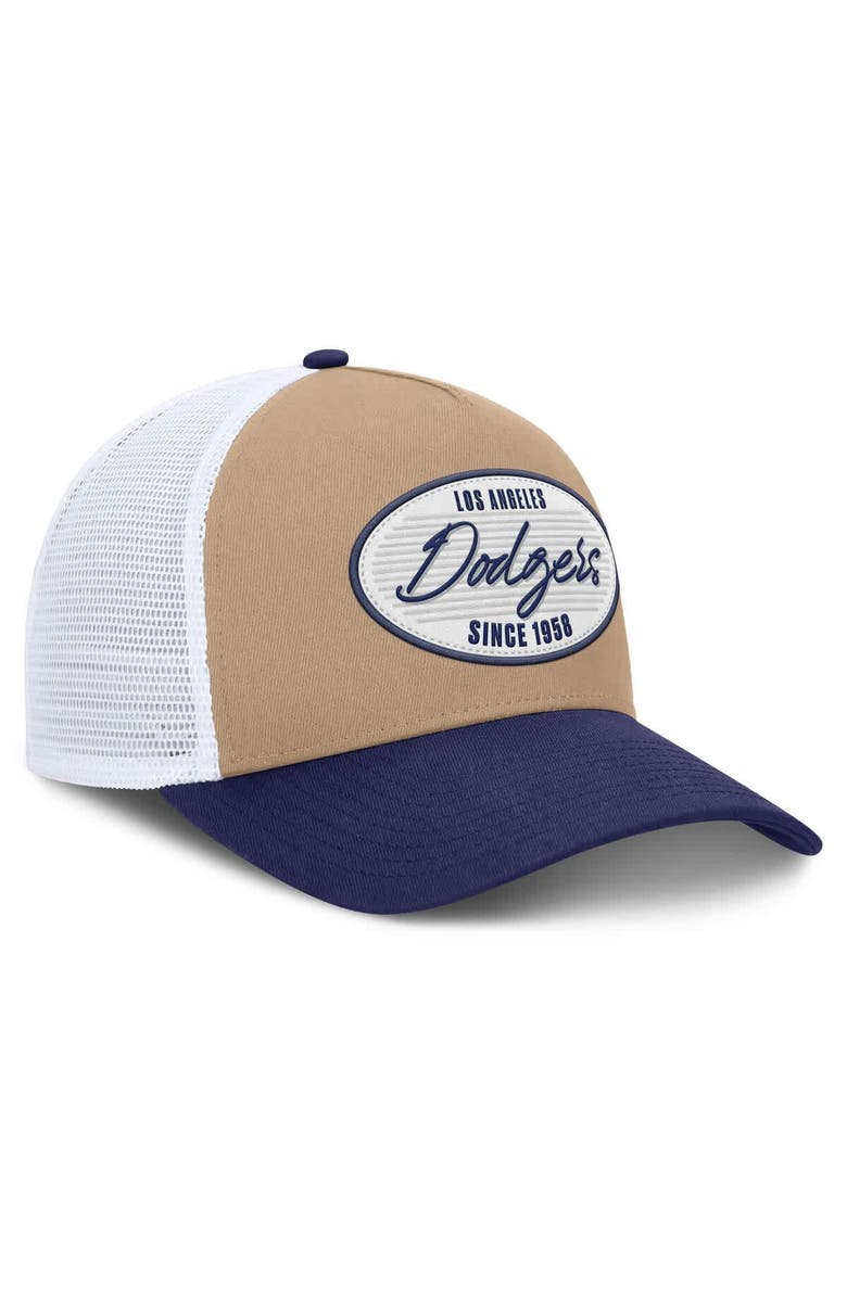 Nike Men's Nike  Khaki/Royal Los Angeles Dodgers Rise A-Frame Trucker Adjustable Hat, Alternate, color, Khaki