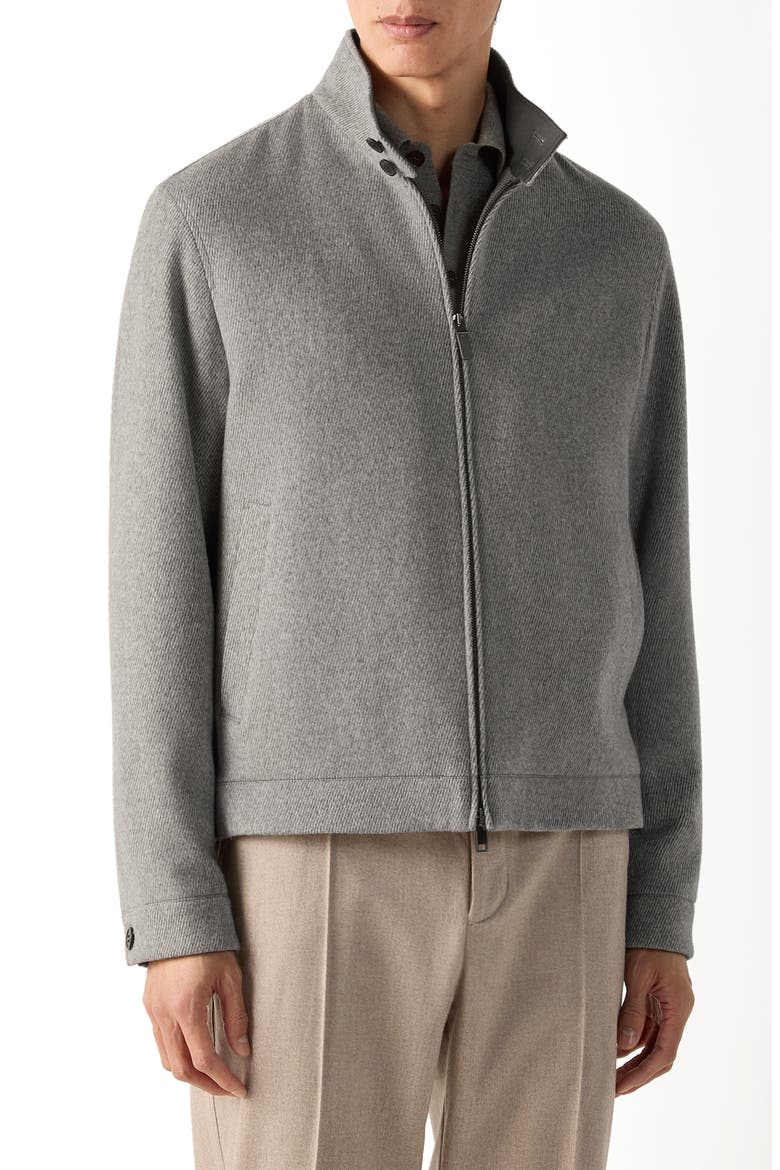 Water Repellent Wool & Cashmere Flannel Jacket, Main, color, GREY MELANGE