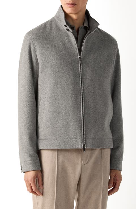 Water Repellent Wool & Cashmere Flannel Jacket