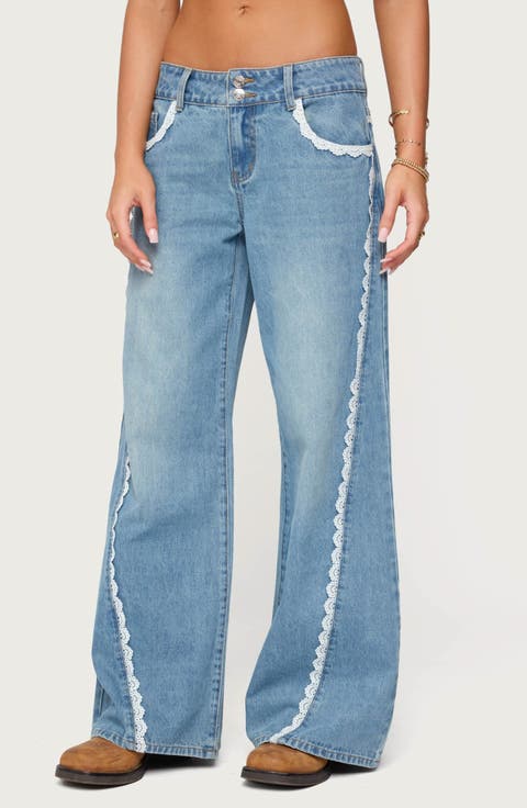 Alisha Lace Trim Low Rise Jeans