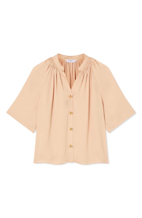 Lk Bennett Amber Short Sleeve Button-up Shirt In Neutral
