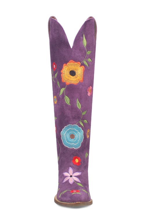 Dingo Flower Power Knee High Western Boot In Purple