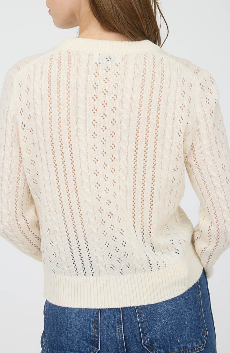 Blu Pepper Pointelle Cardigan, Alternate, color, Cream