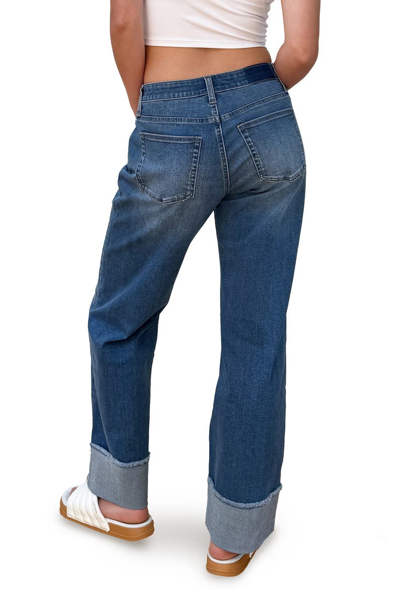 Cuffed Ankle Wide Leg Jeans, Alternate, color, SUBWAY BLUE