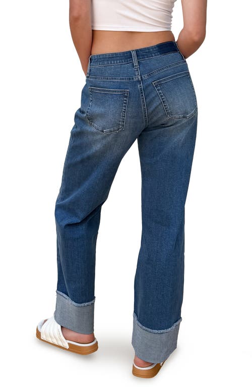 Hint Of Blu Cuffed Ankle Wide Leg Jeans In Blue