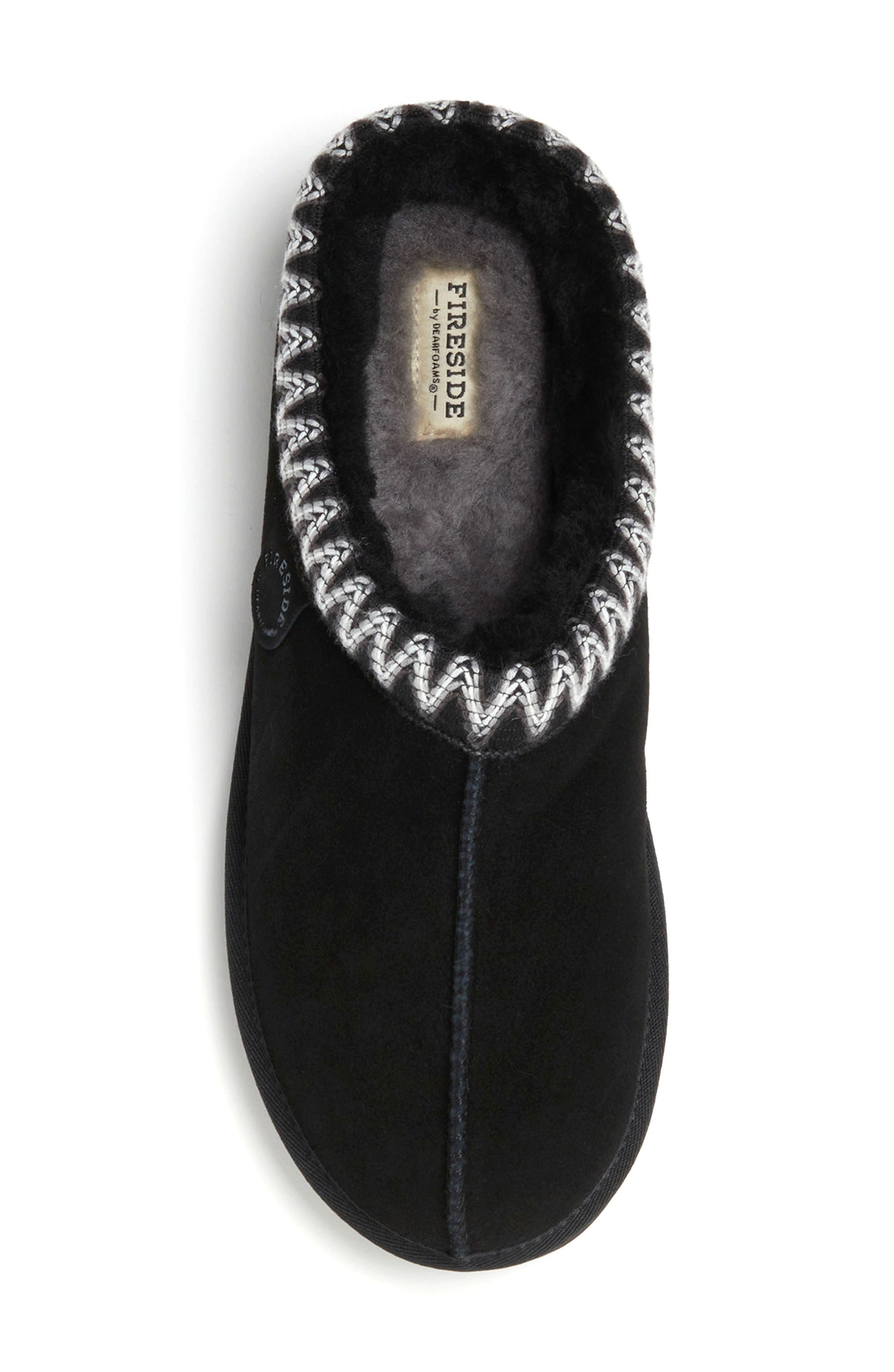 Grafton Genuine Shearling Lined Slipper, Alternate, color, BLACK