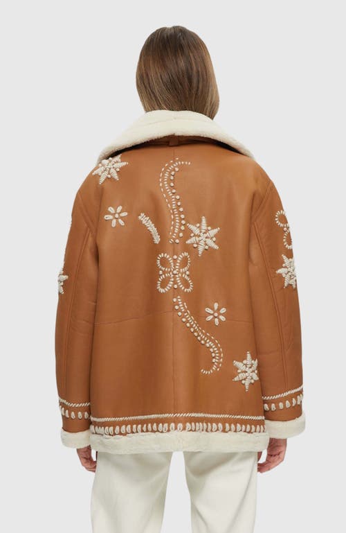 Gorski Shearling Lamb Jacket With Embroidery In Brown