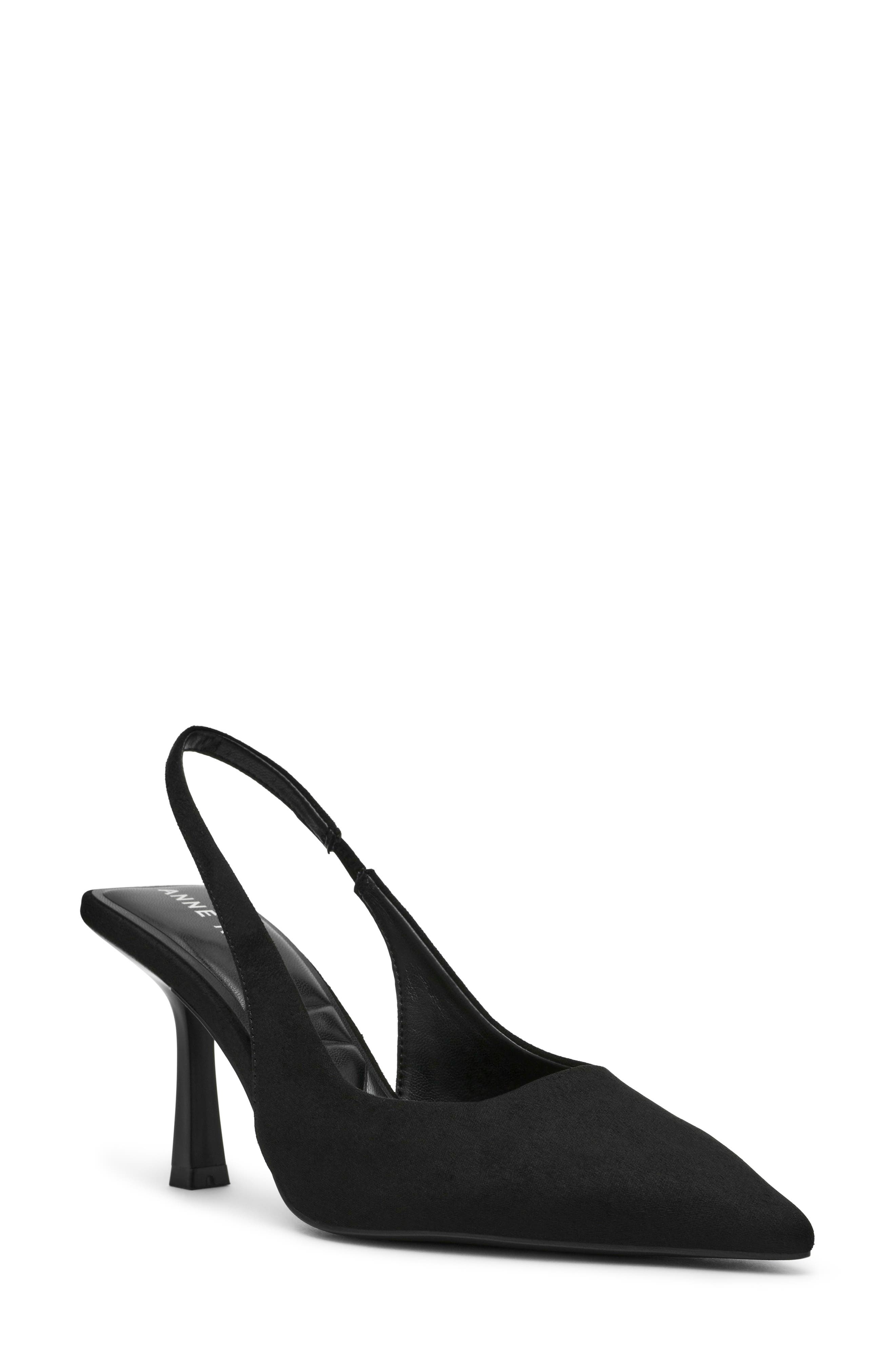 Anne Klein Itzy Pointed Toe Slingback Pump, Main, color, Black Suede