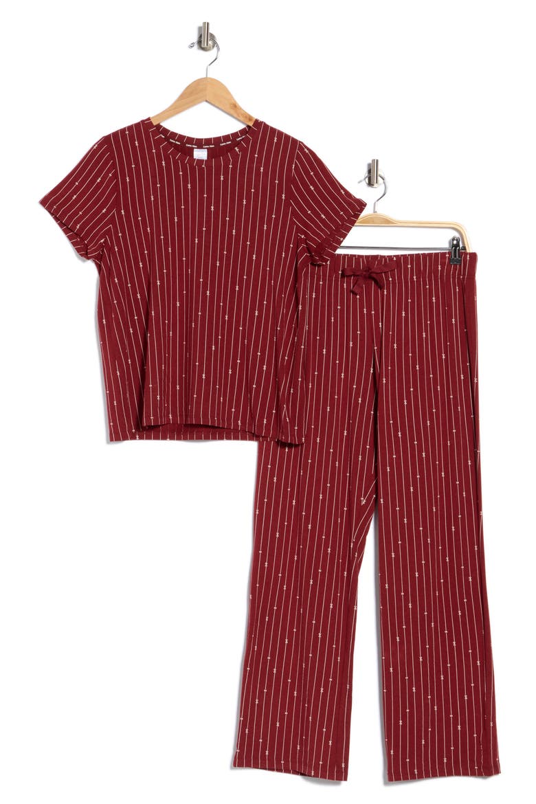 Soft Slumber Short Sleeve Top & Pants Pajamas, Main, color, SYRAH MULTI