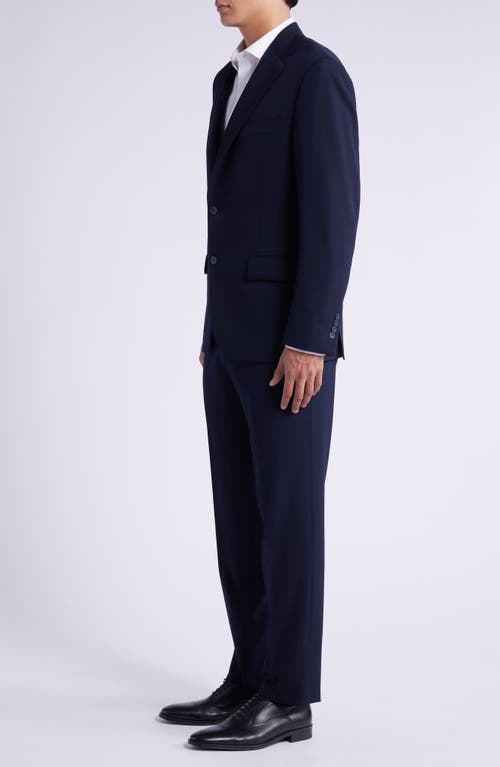 Vince Classic Solid Navy Stretch Wool Suit In Blue