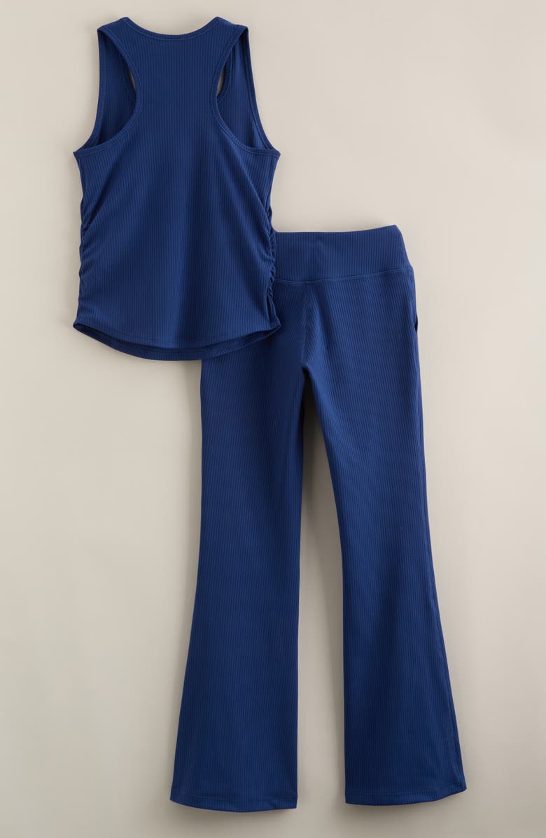 Zella Girl Kids' On Pace Rib Tank & Pants Set, Alternate, color, Blue Estate