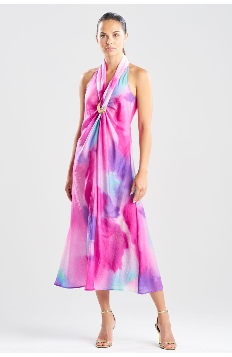 Natori Watercolor Halter Maxi Dress, Main, color, Pink