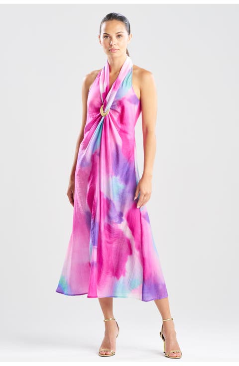 Watercolor Halter Maxi Dress