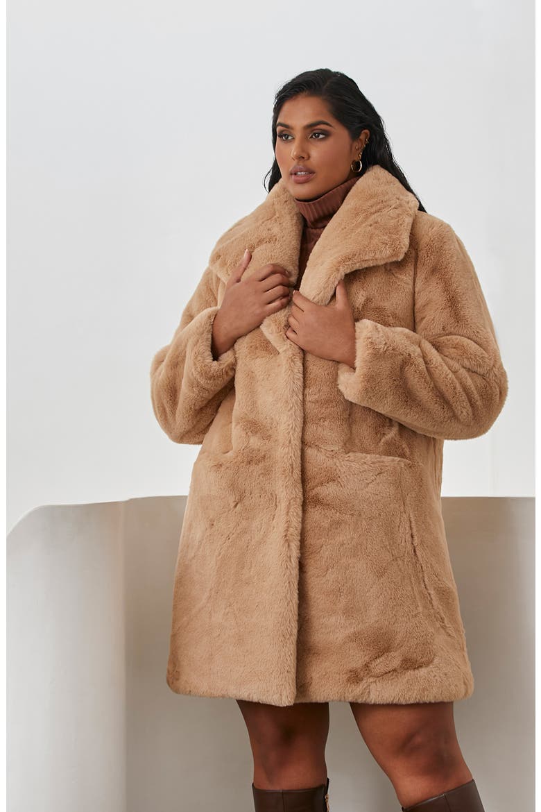 Matterhorn Faux Fur Coat, Alternate, color, CAMEL