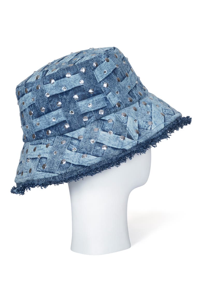 Embellished Denim Bucket Hat, Alternate, color, DARK BLUE