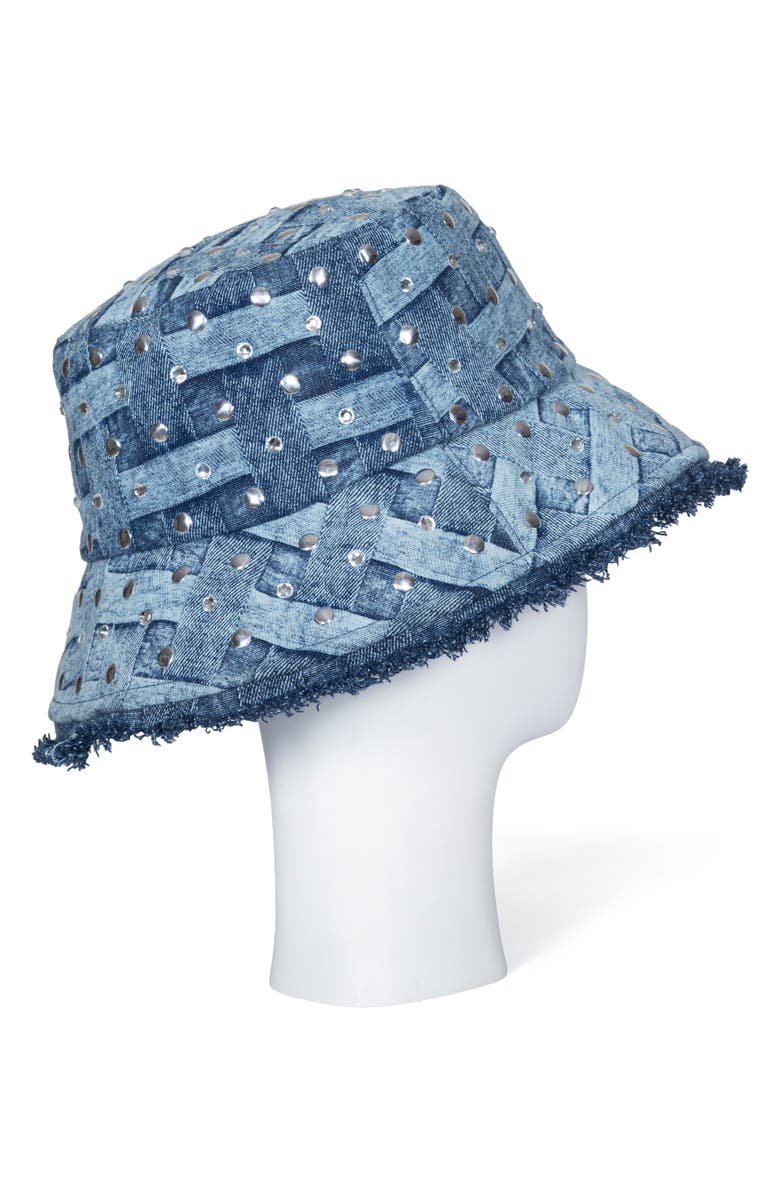 Kurt Geiger London Embellished Denim Bucket Hat, Alternate, color, Dark Blue