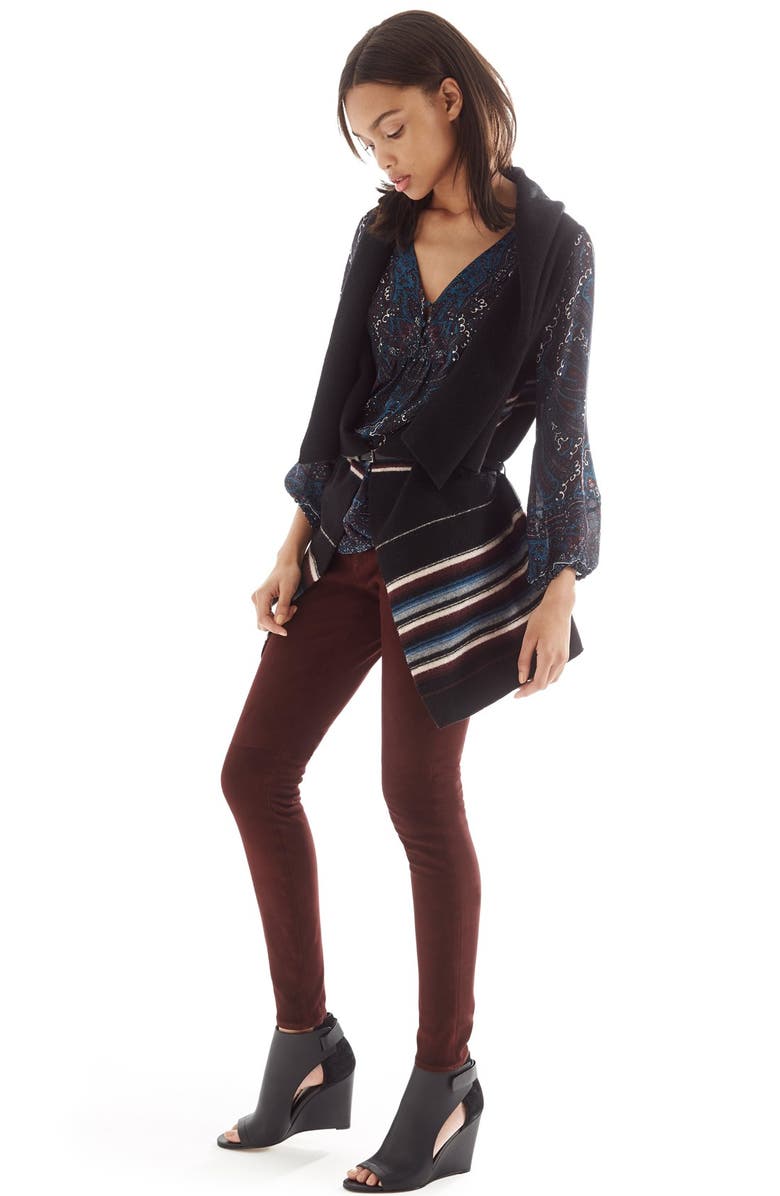 Joie 'Amatite B' V-Neck Print Silk Top, Alternate, color, 