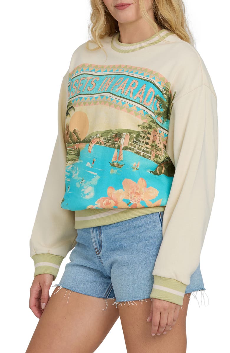 Billabong Summer Dream Kendal Crewneck Sweatshirt, Alternate, color, White Cap