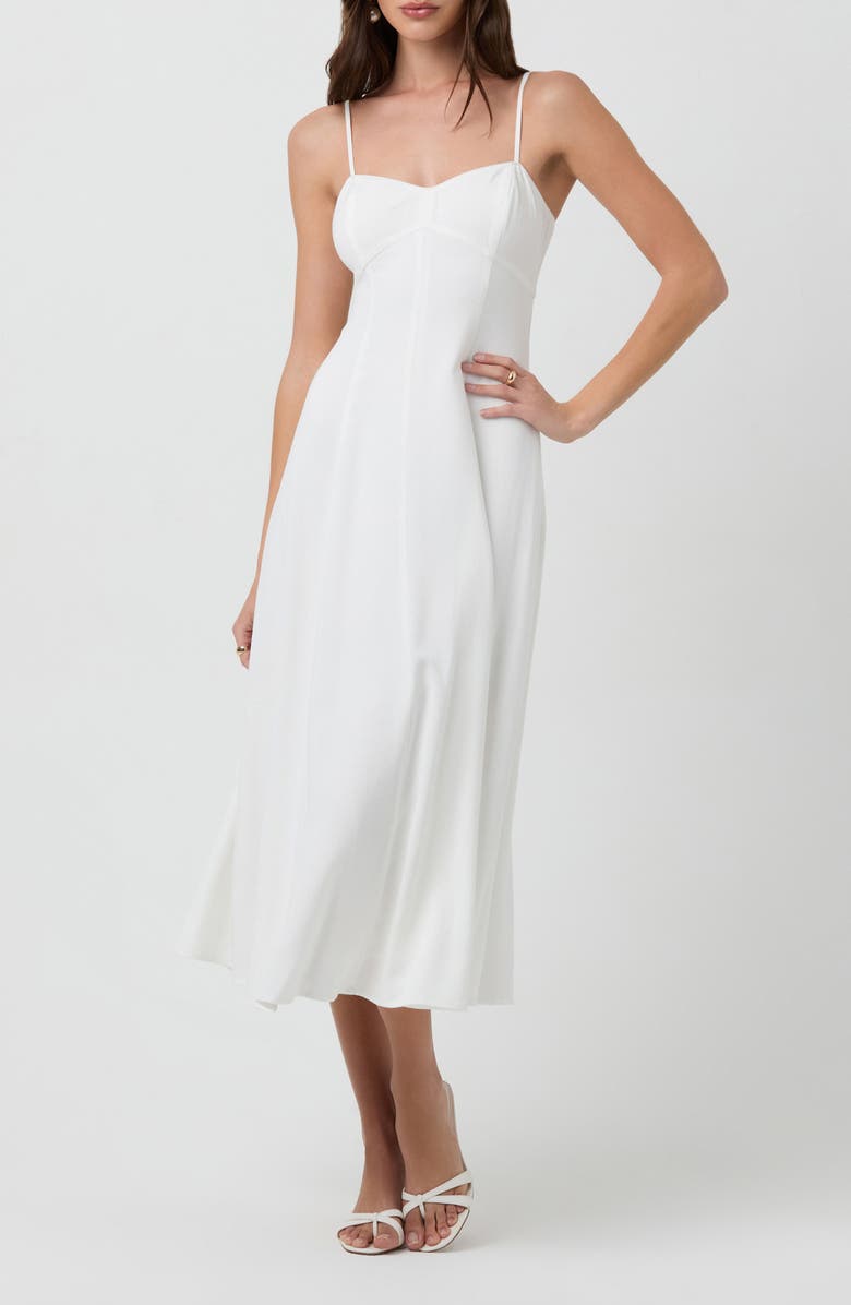 ASTR the Label Linen Blend Midi Dress, Main, color, Off White