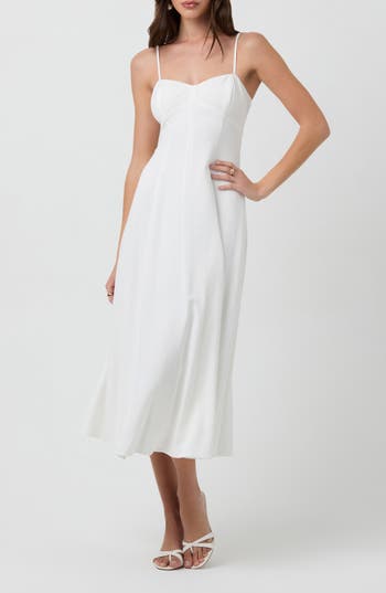 Astr The Label Linen Blend Midi Dress In White