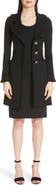 ST. JOHN Collection Fringed Wool Blend Milano Piqué Knit Topper