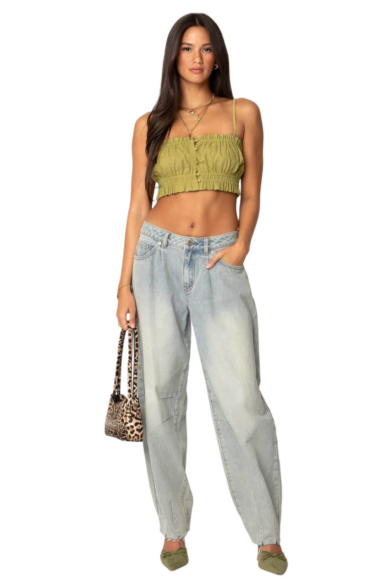 Alda Linen & Cotton Crop Top, Alternate, color, GREEN