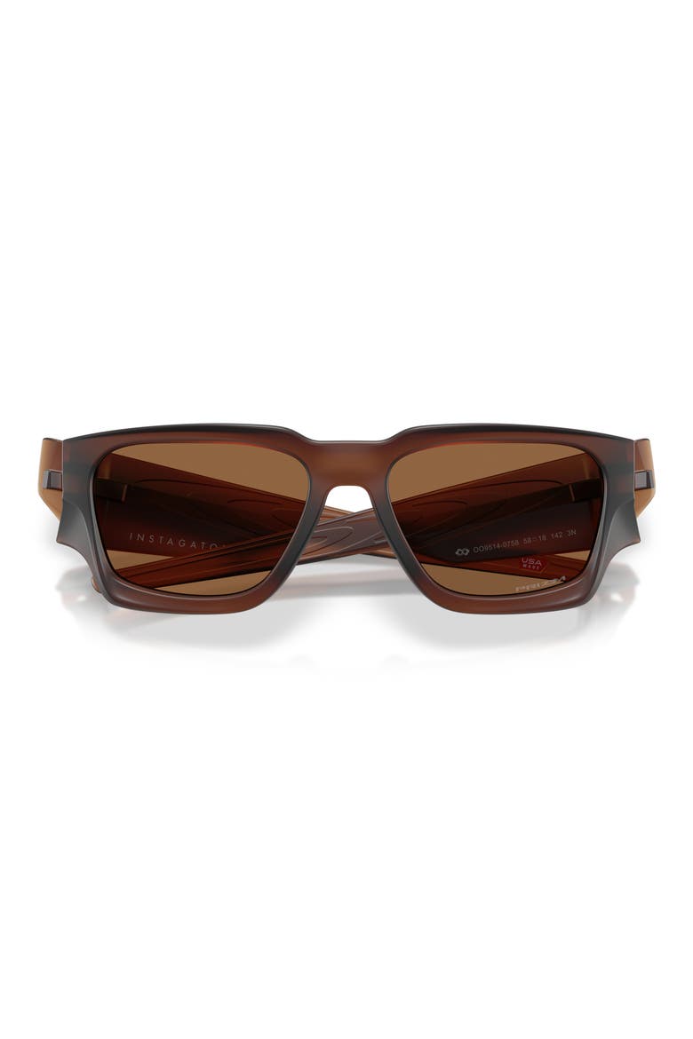 Instagator 58mm Rectangle Sunglasses, Alternate, color, MATTE ROOTBEER / PRIZM BRONZE