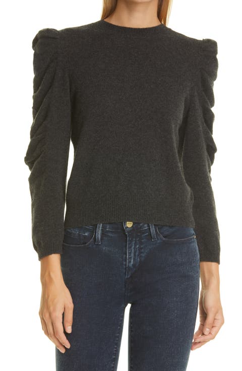 Ruched Sleeve Cashmere Sweater