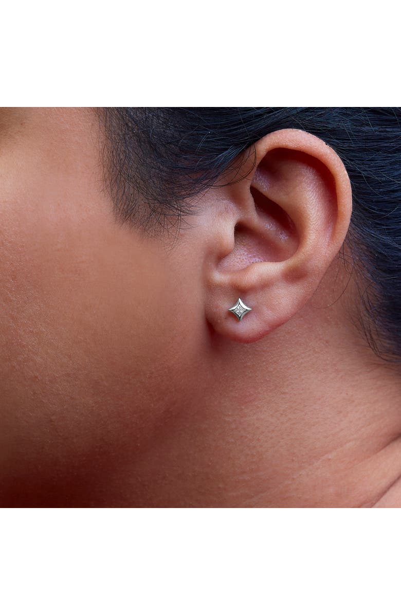 Haus of Brilliance 10K Gold 1/5 Cttw Invisible Set Princess-Cut Diamond Stud Earrings, Alternate, color, White